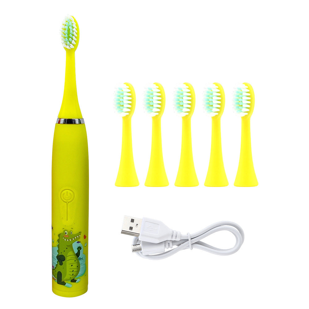 3-Speed Sonic Children's Electric Toothbrush USB Household Soft Bristle Brush Head Toothbrush Portable Cartoon Toothbrush Waterproof